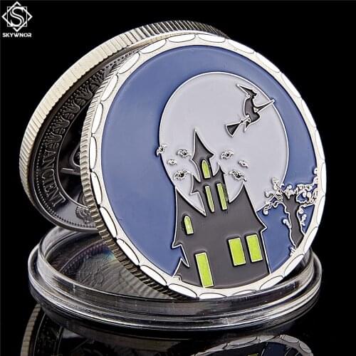 Halloween 2019 Silver Plated Metal Commemorative Coin With Luminous Magic Scarecrow Coin