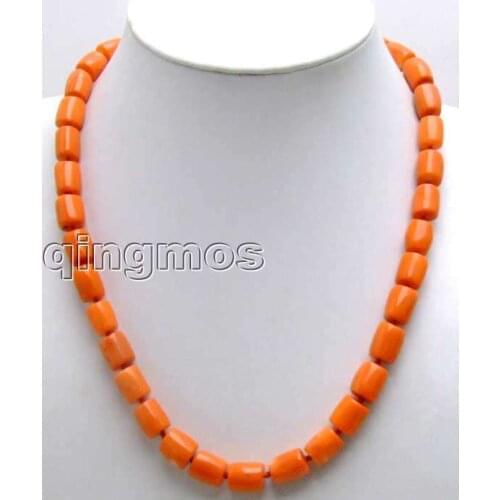 SALE GENUINE NATURAL 10-11mm Orange Thick Slice Coral 18" Necklace-nec5166 wholesale/retail Free ship
