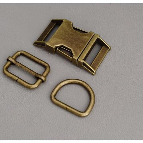 10 Set Metal Buckle Adjust(metal Buckle+Adjust Buckle+D Ring/Set)DIY Dog Collar 2.5cm Diy Emboitement Zinc Alloy Buckle Adjust