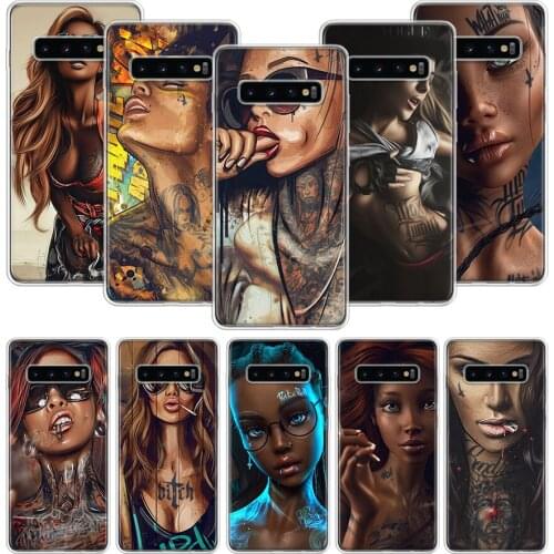 Sexy Sleeve Tattoo Girl Case for Samsung Galaxy S20 Ultra Note 10 9 8 S10E S9 S8 J4 J6 J8 Plus + Pro S7 S6 Soft Phone Coque