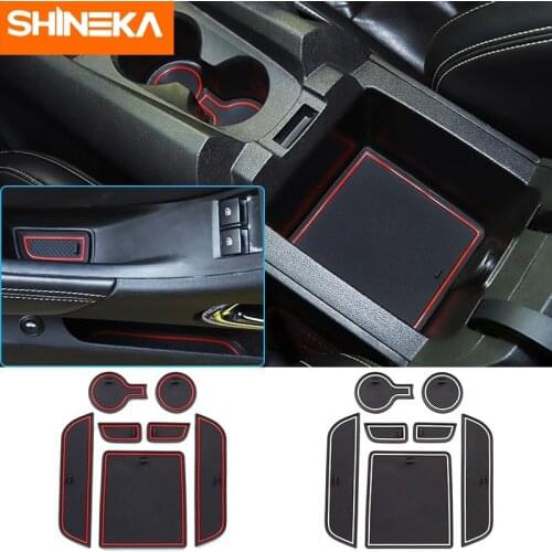 SHINEKA 7pcs PVC Car Door Groove Gate Slot Mat Anti-Slip Cup Holder Mats Pads For Chevrolet Camaro 2012 2013 2014 2015 2016