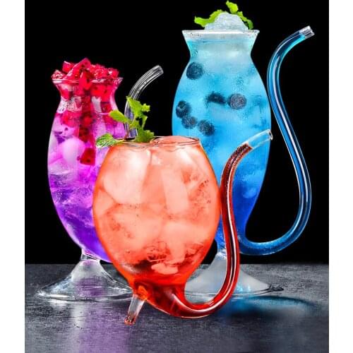Glass Cocktail Cup creative personality KTV bar special drinking cup cold drink straw cup vodka whiskey