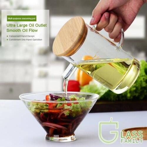 GF Glass Oil Dispenser Bottle Leakproof Condiment Container with Lid and Stopper Olive Oil Vinegar Cruet Bottle Kitchen Cooking