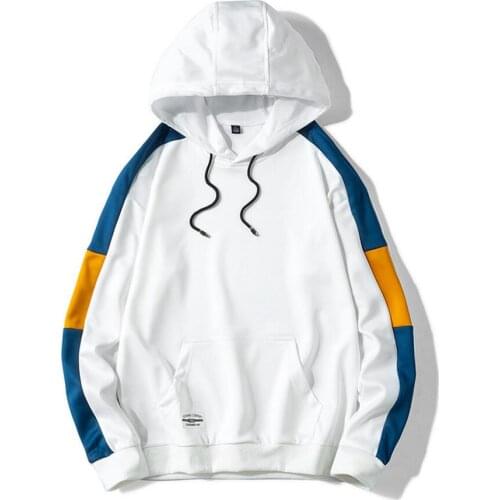 2019 Autumn Winter New Man moletom Leisure Hooded Hoodie Street Hip Hop Colorblock Fashion Stitching Student Loose Sweatshirt