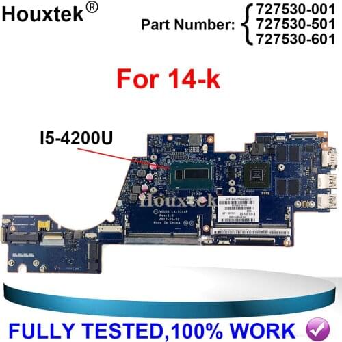 VGU00 LA-9314P for HP 14-k 14T-K Notebook PC 727530-501 727530-001 727530-601 740M/2G GPU I5-4200U CPU Motherboard Mainboard