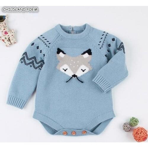 Knitted Baby Rompers Winter Baby Boy Romper Cotton Long Sleeve Christmas Baby Clothes Cotton Baby Sweater Infant Boys Jumpsuit