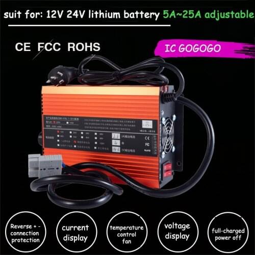 12V 24V 14.6V 16.8V 29.2V 12.6V Li-ion Lifepo4 Lithium Battery Charger Adjustable 5A 10A 15A 20A 25A Fast Charge 3S 4S 6S 7S 8S
