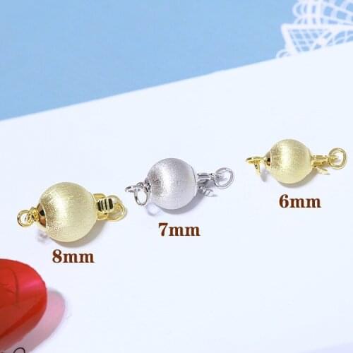 6-8mm Ball Design 925 Sterling Silver Wholesale Necklace Bracelet Clasps and Hooks Jewelry Accessory Parts Settings, 3pcs/lot