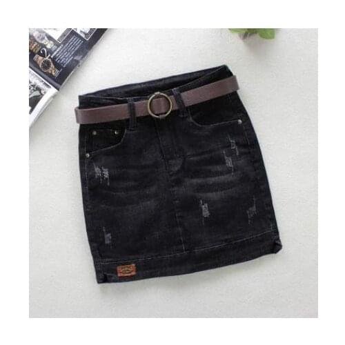 New Women Summer High Waist Balck Jeans Skinny Pencil Skirt Package Hip Female Casual Mini Jeans Skirt Saias Without Belt J2887