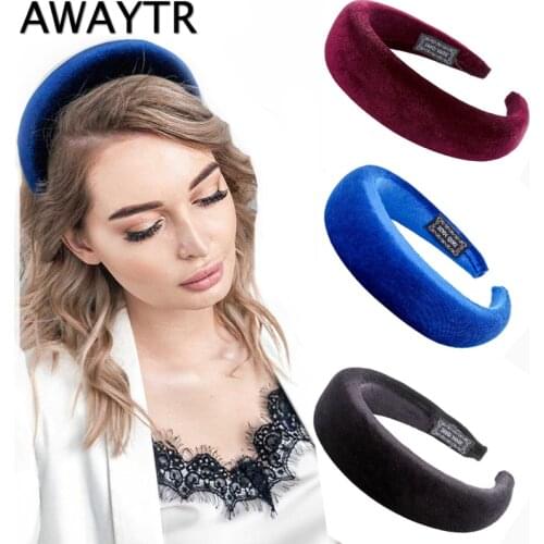 AWAYTR Large Velvet/Fabric Headband for Women Thick Retro Royal Hairband Ladies Women Headwear Girls Headpiece Hair Accessories