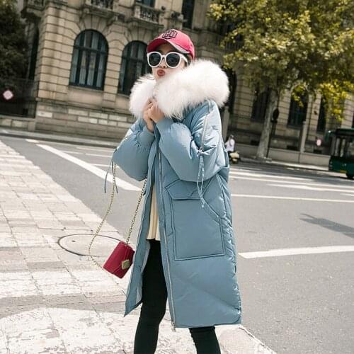 Women Winter Down Jacket Long Down Coat Female Large Fur Hooded Warm Clothes Thick Slim Jacket Ladies Clothes Hiver 19006