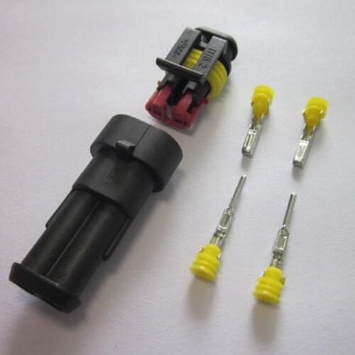 20Sets/lot AMP 2 Pin/Way Superseal Electrical Waterproof Connector Plug Kit 282104-1 282080-1