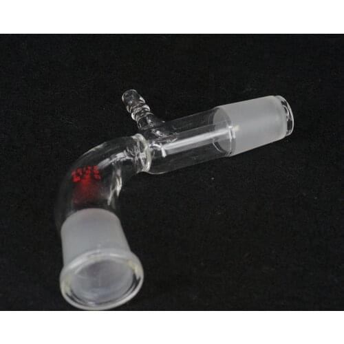 24/29 Joint Glass Vacuum Receiver Adapter Laboratory Lab Science 105 Degree Bend