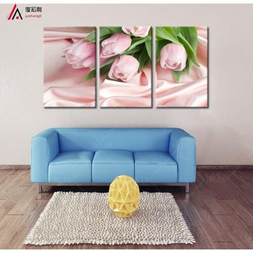 3 Panels Canvas Art Framed modular picture indoor decor wall oil painting print silky tulip flowers photo modern canvas prints