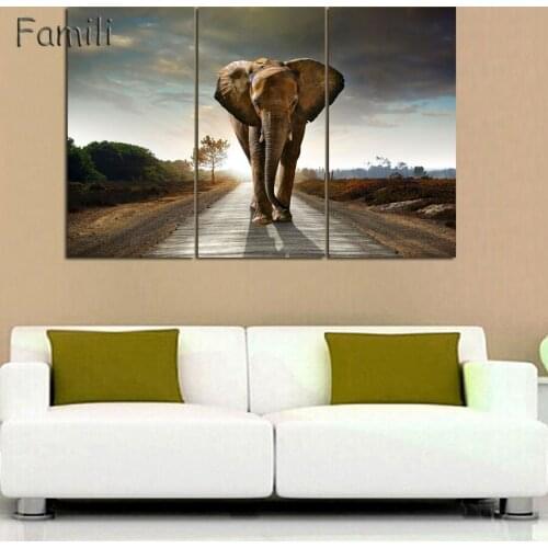 3pcs Elephant Painting Wall Art Picture Home Decoration modern abstract Canvas Print Modern Painting--Large Canvas Unframed