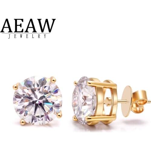 AEAW EF VVS1 Round Cut Total 10ctw Diamond Test Passed Moissanite solid 14K Gold or 925 Silver Earring Jewelry Girlfriend Gift
