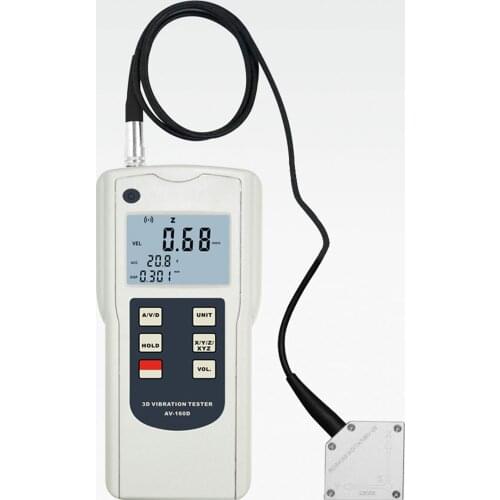 AV-160D Portable 3D Vibration Tester Meter Analyzer 3-Axis Piezoelectric accelerometer Vibration Sensor