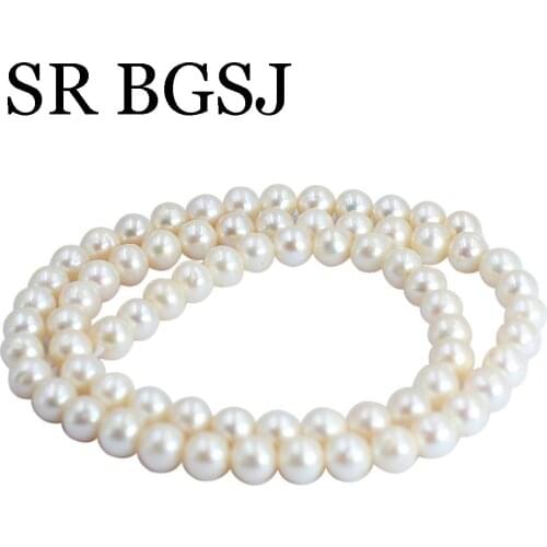 Free Shipping 6mm AA White Nearly Round Natural Freshwater Pearl Spacer Loose DIY Wholesale Beads Strand 14"
