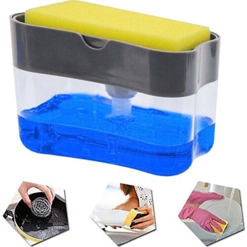 Soap Pump Dispenser with Sponge Holder Cleaning Liquid Dispenser Container