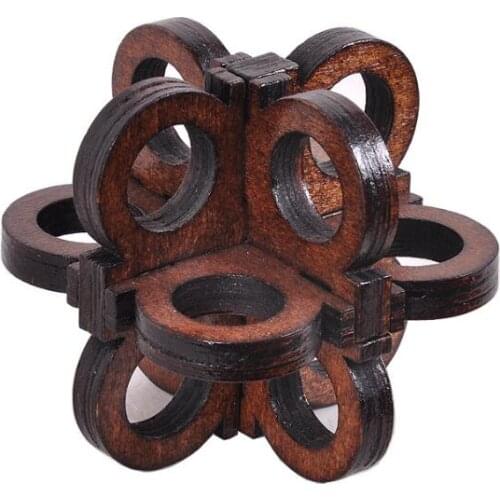 Challenging IQ Wooden Puzzle Mind Brain Teaser Game Solution for Adults Children