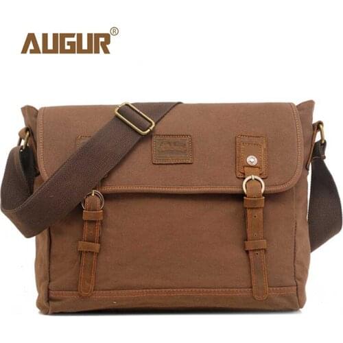 AUGUR Classic Shoulder Bags For Men Women Big Canvas Crossbody Bags MenS Schoolbag Military Army Vintage Travel Messenger Bag