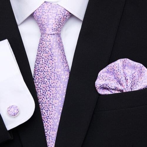 WholeSale Custom High Grade Violet Mens Classic Paisley Tie and Pocket Square Set Silk Jacquard Necktie Wedding Party Holiday