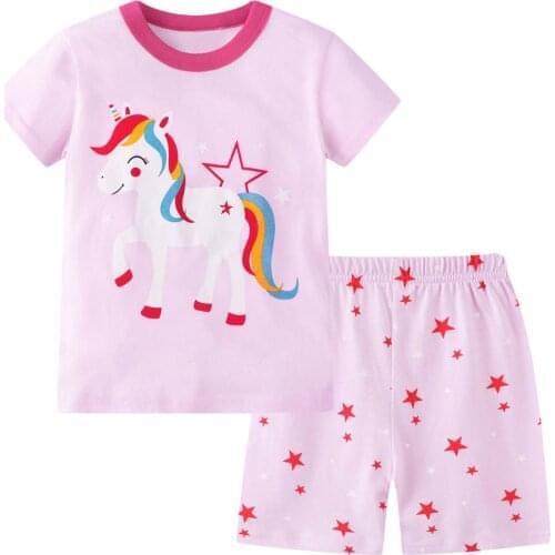 Kids Pajamas Set Cartoon Pattern Baby Girl Clothes Summer Children Sleepwear Pyjamas Pijamas Set 1 2 3 4 5 6 Years Home Clothes