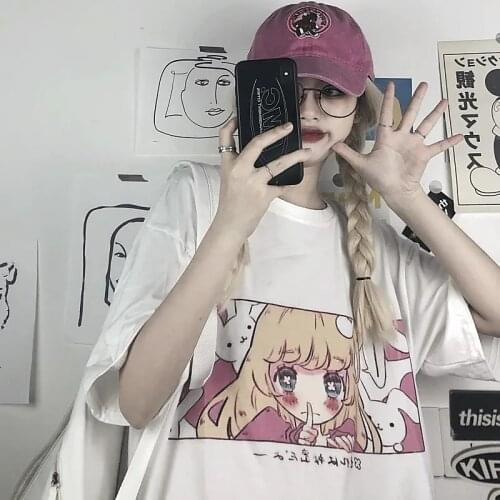 Summer Loose Short Sleeved T shirt Female Harajuku Clothing y2k Sexy Cute Anime Cartoon Punk Gothic Oversized T-shirts Women Top