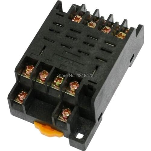 LY4N-J HH64P Replacement DIN Rail Mounting 14 Pin Relay Socket Base Holder Black