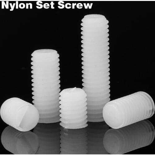 M3 M4 M5 M6 M8 White Nylon Set Screw Metric Thread Grub Bolt
