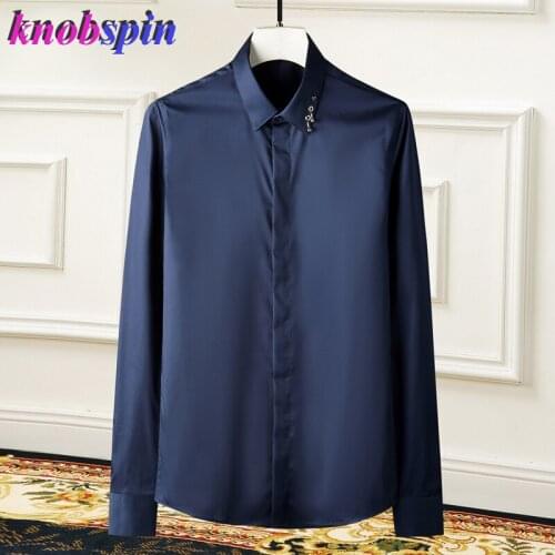 Plus size 3XL 4XL men shirt Long sleeve Fashion Slim Camisas hombre Brand quality Business male dress Shirts Solid Chemise homme