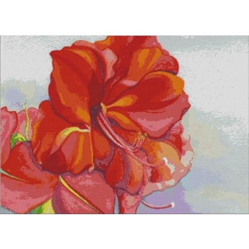 Still life Beautiful Red Flower Needlework Cross stitch for Embroidery kits,14CT unprinted Patterns Cross-Stitching,DIY Handmade