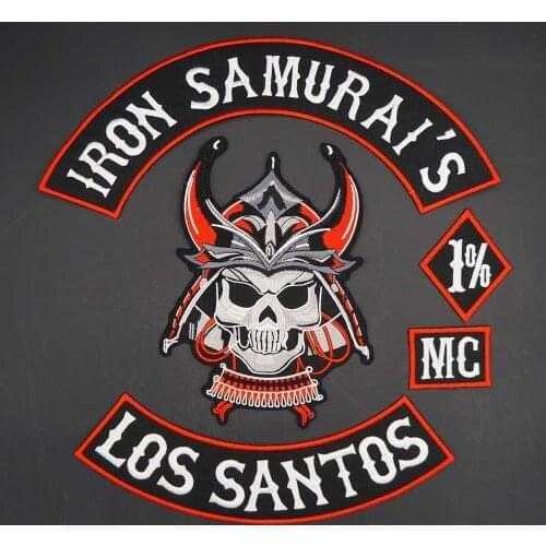 Iron Samurais Los Santos 1% MC Large Size Embroidery Patch Sticker Badge for Jacket Back Vest Motorcycle Club Biker