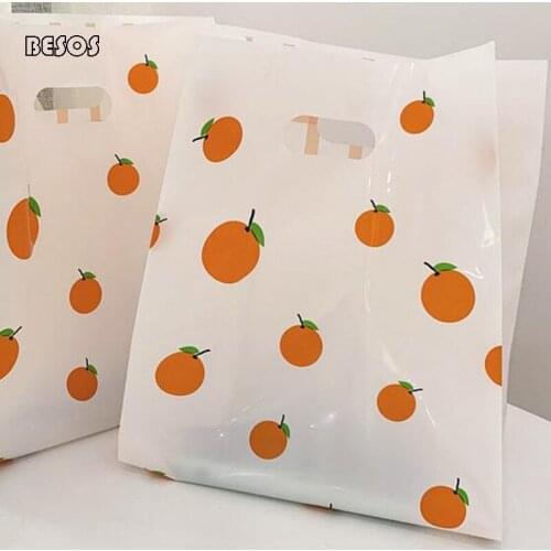 Small Fresh Vitality Orange Plastic Gift Portable Packaging Bag Clothing Baking Jewelry Party Gift Plastic Packaging Bag Tape