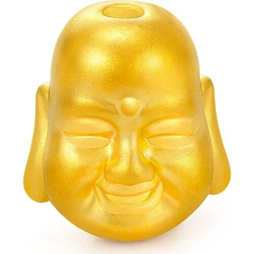 Pure Solid 24K Yellow Gold Bracelet 3D 999 Gold Buddha Head Bracelet