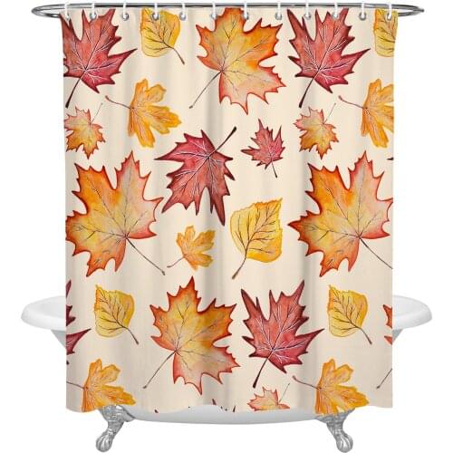 Autumn Maple Leaves Shower Curtain Waterproof Polyester Fabric Shower Curtains Home Decoration Curtain with Hook