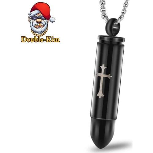 Small Cross Bullet Necklace Men Hip-Hop RAP Street Culture Titanium Stainless Steel Chain Necklace Fashion Man Jewelry Gift