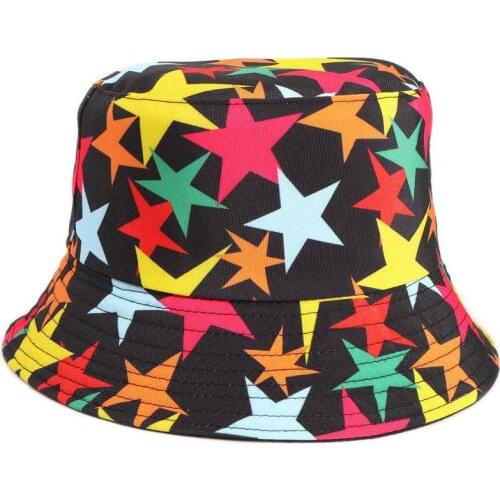 LDSLYJR Cotton pentagram print Bucket Hat Fisherman Hat outdoor travel hat Sun Cap Hats for men and Women 307