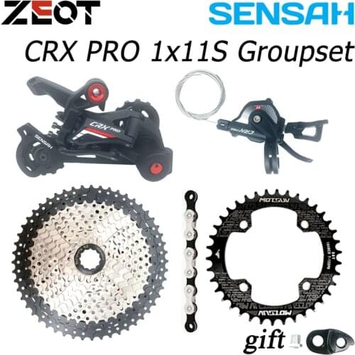 SENSAH CRX Pro 1X11S Groupset 11Speed Shift lever Derailleur + SUNSHINE Cassette 46T 50T 52T + KMC X11 + 104BCD Chainring 32-38T