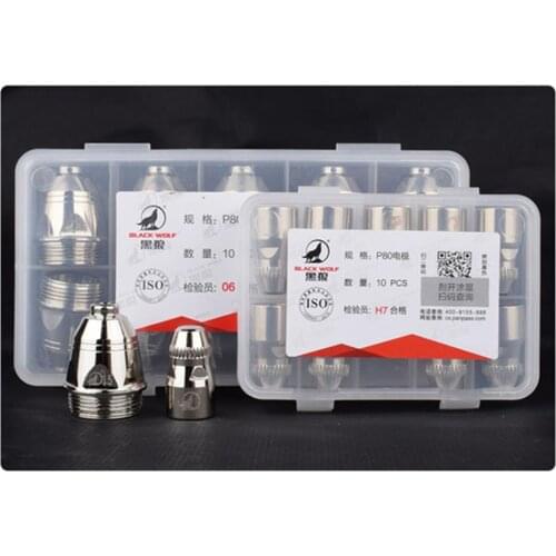 Black Wolf P80 Inverte CNC Plasma Cutter Cutting Torch Plasma Consumable Air Nozzle Plasma Electrode Plasma Welder cutter 100PK