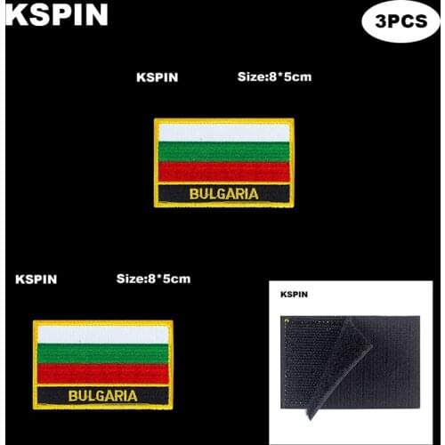 Rectangle National Flag Patch Hook Loop Bulgaria Badges Armband 3D Stick on Jacket Backpack Stickers