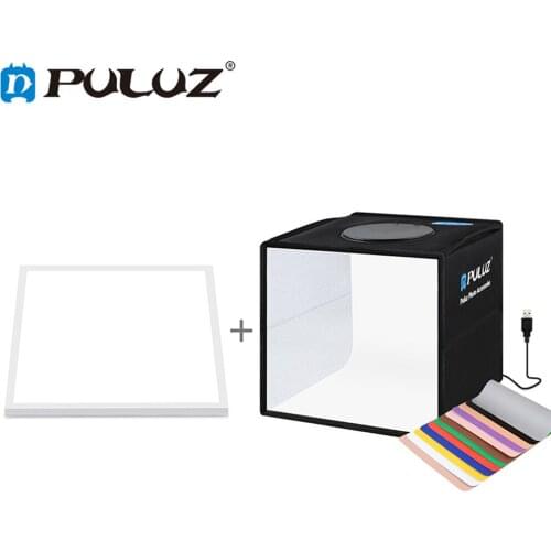 PULUZ 25cm Folding Portable Ring LED Photo Lighting Studio Tent Box + Shadowless Light Lamp Panel Pad with 12 Colors Backdrops