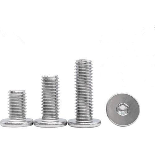 50PCS M2 M2.5 M3 Stainless Steel Super Thin Head Bolts Extremely Low Head Socket Screw Flat Head Countersunk Hex Socket Bolt