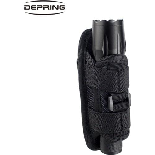 Tactical Duty Belt Torch Expandable Flashlight Holster Hunting Lighting Flashlight Holder Pouch with 360 Degrees Rotatable Clip