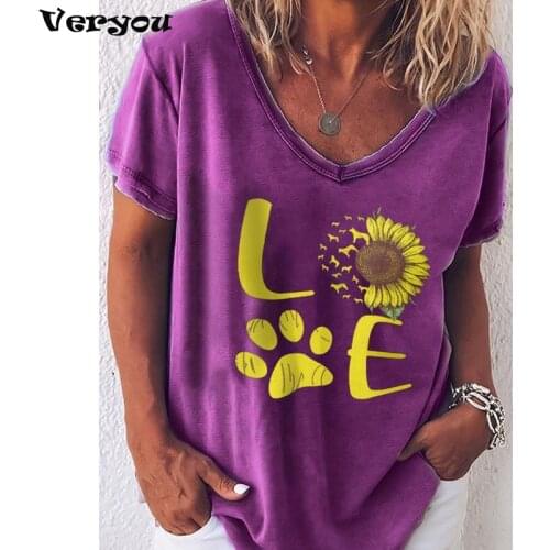 Womens Summer T-shirt Fashion Letter Printing T-shirt Short Sleeve T-Shirt New Fashion V-neck Top T Shirt For Women