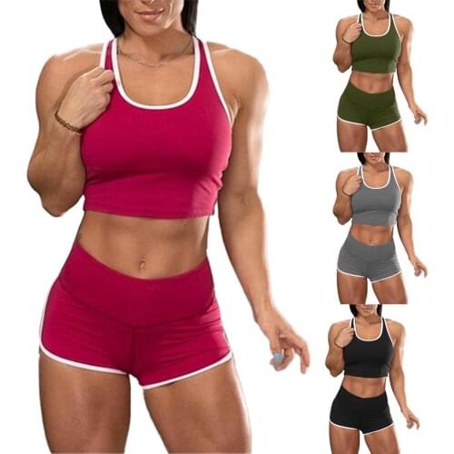 Women Seamless Yoga Set Fitness Sports Suits Gym Clothing Crop Top Vest Shirts High Waist Running Short Leggings Workout Pants
