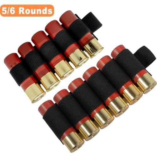 1000D 12GA Shotgun Buttstock Shell Holder Tactical 5/6 Rounds Bullet Pouch Military Elastic Ammo Pouch Hunting Gun Shell Holder