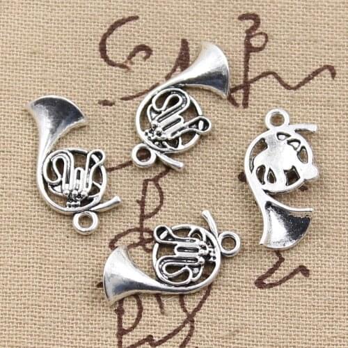 12pcs Charms French Horn 23x18mm Antique Making Pendant fit,Vintage Tibetan Silver color,DIY Handmade Jewelry