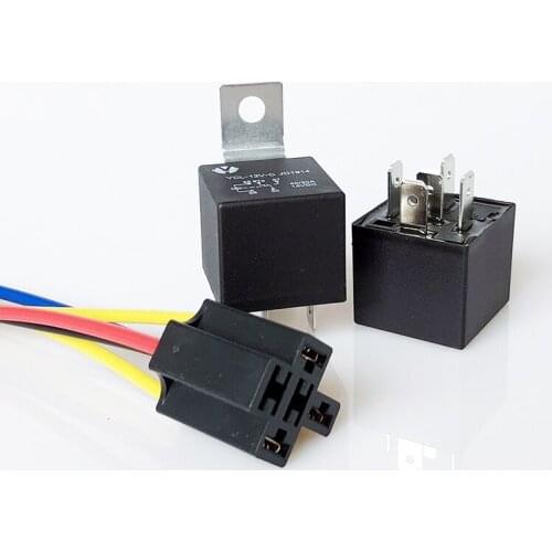 DC 12V/24V 5 Pin 30/40A Car Harness Car Auto Relay Socket 5 Wire 12V/24V Relay For Head Light Air Conditioner Normally Open