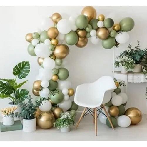 152pcs New Retro Bean Paste Green Balloon Arch Garland Kit for Wedding Hawaiian Birthday Party Decor Latex Ballons Decoration